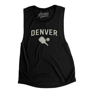 Denver Pickleball Women's Flowey Scoopneck Muscle Tank-Black-Allegiant Goods Co. Vintage Sports Apparel