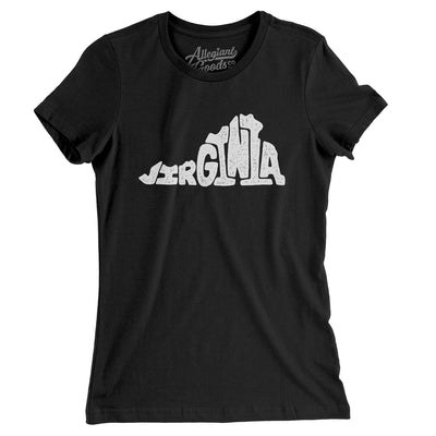 Virginia State Shape Text Women's T-Shirt-Black-Allegiant Goods Co. Vintage Sports Apparel