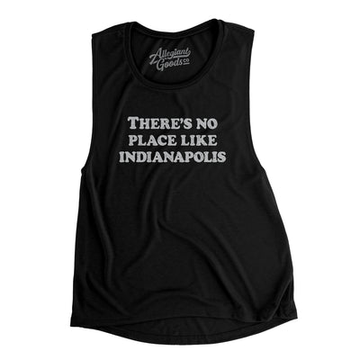 There's No Place Like Indianapolis Women's Flowey Scoopneck Muscle Tank-Black-Allegiant Goods Co. Vintage Sports Apparel