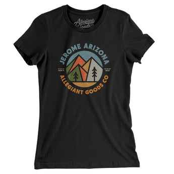 Jerome Arizona Retro Badge Women's T-Shirt-Black-Allegiant Goods Co. Vintage Sports Apparel