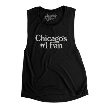 Chicago's Number 1 Fan Women's Flowey Scoopneck Muscle Tank-Black-Allegiant Goods Co. Vintage Sports Apparel