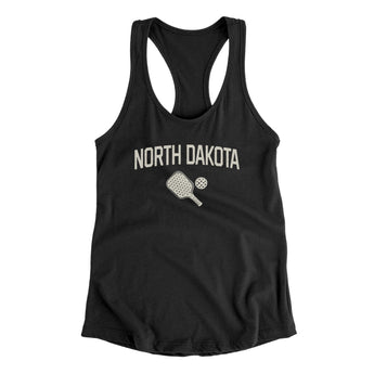 North Dakota Pickleball Women's Racerback Tank-Black-Allegiant Goods Co. Vintage Sports Apparel