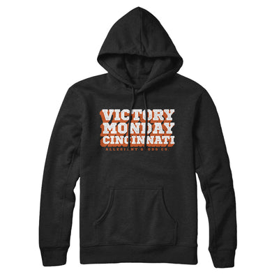 Victory Monday Cincinnati Hoodie-Black-Allegiant Goods Co. Vintage Sports Apparel
