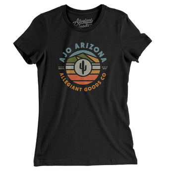 Ajo Arizona Retro Badge Women's T-Shirt-Black-Allegiant Goods Co. Vintage Sports Apparel