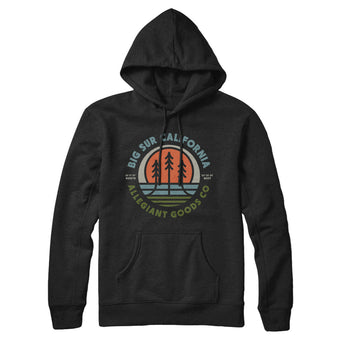 Big Sur California Retro Badge Hoodie-Black-Allegiant Goods Co. Vintage Sports Apparel
