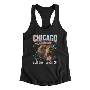 Chicago Football Throwback Mascot Women's Racerback Tank-Allegiant Goods Co. Vintage Sports Apparel