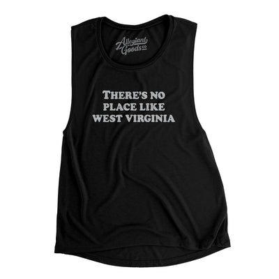 There's No Place Like West Virginia Women's Flowey Scoopneck Muscle Tank-Black-Allegiant Goods Co. Vintage Sports Apparel