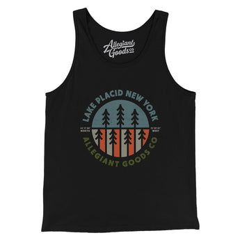 Lake Placid New York Retro Badge Men/Unisex Tank Top-Black-Allegiant Goods Co. Vintage Sports Apparel