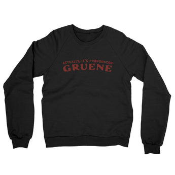 Actually It's Pronounced Gruene Midweight French Terry Crewneck Sweatshirt-Black-Allegiant Goods Co. Vintage Sports Apparel