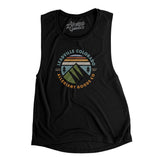 Leadville Colorado Retro Badge Women's Flowey Scoopneck Muscle Tank-Black-Allegiant Goods Co. Vintage Sports Apparel