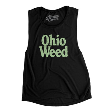 Ohio Weed Women's Flowey Scoopneck Muscle Tank-Black-Allegiant Goods Co. Vintage Sports Apparel
