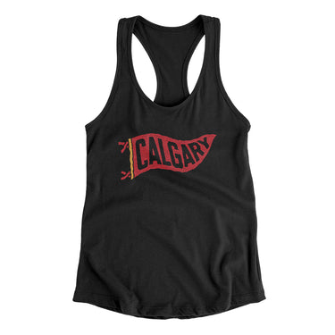 Calgary Pennant Women's Racerback Tank-Black-Allegiant Goods Co. Vintage Sports Apparel