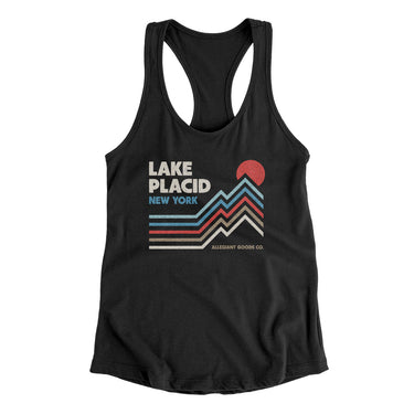 Lake Placid New York Women's Racerback Tank-Black-Allegiant Goods Co. Vintage Sports Apparel