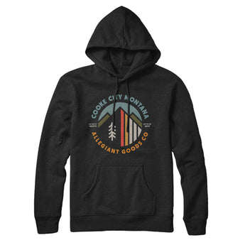 Cooke City Montana Retro Badge Hoodie-Black-Allegiant Goods Co. Vintage Sports Apparel
