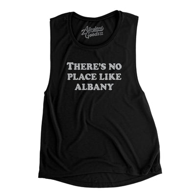 There's No Place Like Albany Women's Flowey Scoopneck Muscle Tank-Black-Allegiant Goods Co. Vintage Sports Apparel