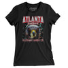 Atlanta Football Throwback Mascot Women's T-Shirt-Black-Allegiant Goods Co. Vintage Sports Apparel