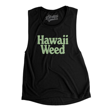 Hawaii Weed Women's Flowey Scoopneck Muscle Tank-Black-Allegiant Goods Co. Vintage Sports Apparel