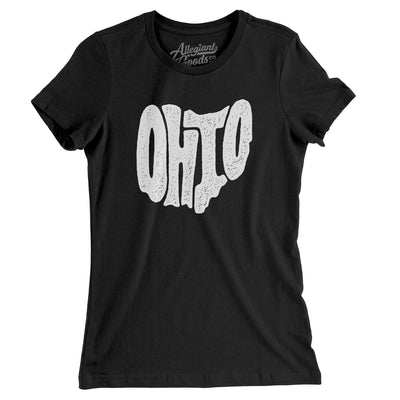 Ohio State Shape Text Women's T-Shirt-Black-Allegiant Goods Co. Vintage Sports Apparel