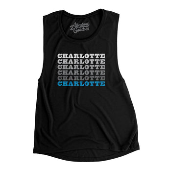 Charlotte Repeat Women's Flowey Scoopneck Muscle Tank-Black-Allegiant Goods Co. Vintage Sports Apparel