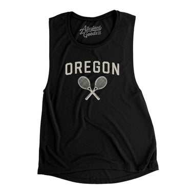 Oregon Tennis Women's Flowey Scoopneck Muscle Tank-Black-Allegiant Goods Co. Vintage Sports Apparel