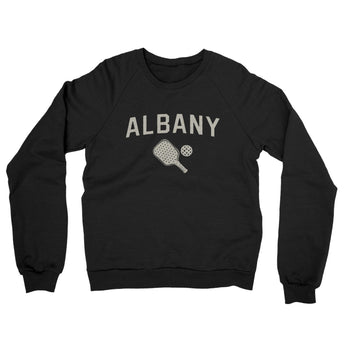 Albany Pickleball Midweight French Terry Crewneck Sweatshirt-Black-Allegiant Goods Co. Vintage Sports Apparel