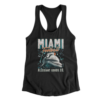 Miami Football Throwback Mascot Women's Racerback Tank-Allegiant Goods Co. Vintage Sports Apparel