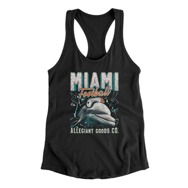 Miami Football Throwback Mascot Women's Racerback Tank-Allegiant Goods Co. Vintage Sports Apparel