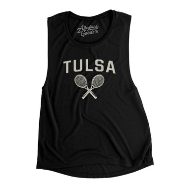 Tulsa Tennis Women's Flowey Scoopneck Muscle Tank-Black-Allegiant Goods Co. Vintage Sports Apparel
