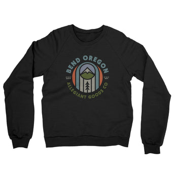Bend Oregon Retro Badge Midweight French Terry Crewneck Sweatshirt-Black-Allegiant Goods Co. Vintage Sports Apparel