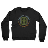 Talladega Alabama Retro Badge Midweight French Terry Crewneck Sweatshirt-Black-Allegiant Goods Co. Vintage Sports Apparel