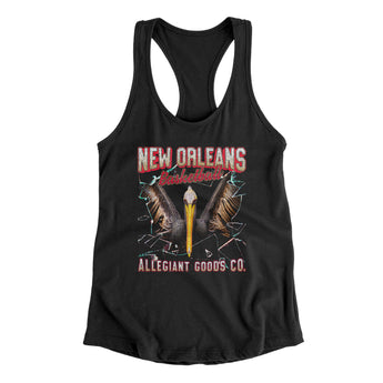 New Orleans Basketball Throwback Mascot Women's Racerback Tank-Allegiant Goods Co. Vintage Sports Apparel