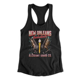 New Orleans Basketball Throwback Mascot Women's Racerback Tank-Black-Allegiant Goods Co. Vintage Sports Apparel