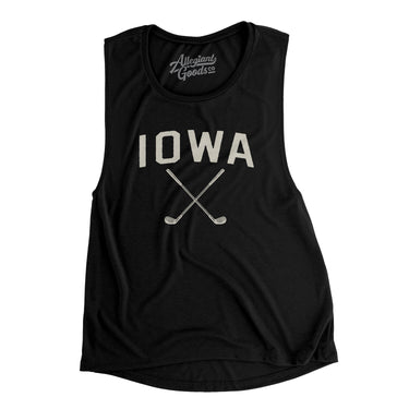 Iowa Golf Women's Flowey Scoopneck Muscle Tank-Black-Allegiant Goods Co. Vintage Sports Apparel