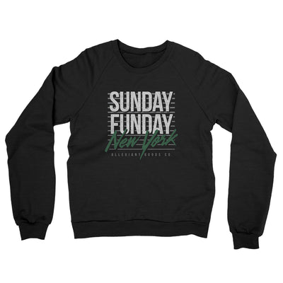 Sunday Funday New York Midweight French Terry Crewneck Sweatshirt-Black-Allegiant Goods Co. Vintage Sports Apparel