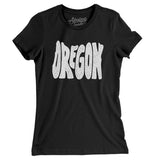Oregon State Shape Text Women's T-Shirt-Black-Allegiant Goods Co. Vintage Sports Apparel