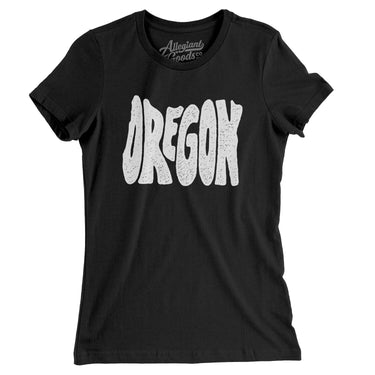 Oregon State Shape Text Women's T-Shirt-Black-Allegiant Goods Co. Vintage Sports Apparel