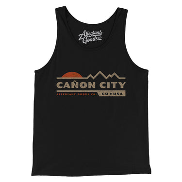 Cañon City Mountain Sunset Men/Unisex Tank Top-Black-Allegiant Goods Co. Vintage Sports Apparel