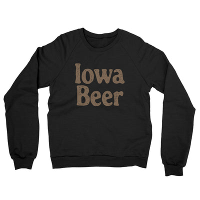 Iowa Beer Midweight French Terry Crewneck Sweatshirt-Black-Allegiant Goods Co. Vintage Sports Apparel