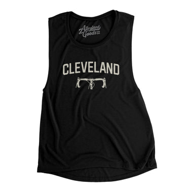 Cleveland Cycling Women's Flowey Scoopneck Muscle Tank-Black-Allegiant Goods Co. Vintage Sports Apparel