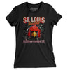 St Louis Baseball Throwback Mascot Women's T-Shirt-Black-Allegiant Goods Co. Vintage Sports Apparel