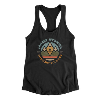 Lander Wyoming Retro Badge Women's Racerback Tank-Black-Allegiant Goods Co. Vintage Sports Apparel