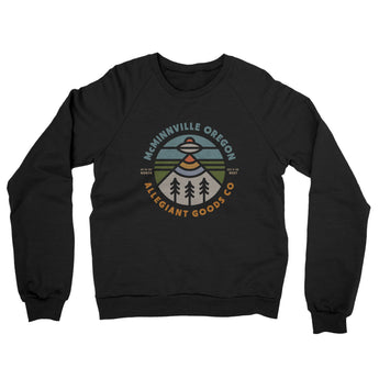Mcminnville Oregon Retro Badge Midweight French Terry Crewneck Sweatshirt-Black-Allegiant Goods Co. Vintage Sports Apparel