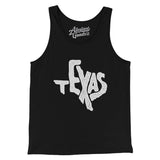 Texas State Shape Text Men/Unisex Tank Top-Black-Allegiant Goods Co. Vintage Sports Apparel