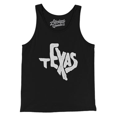 Texas State Shape Text Men/Unisex Tank Top-Black-Allegiant Goods Co. Vintage Sports Apparel