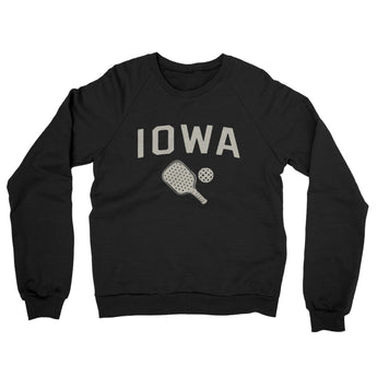 Iowa Pickleball Midweight French Terry Crewneck Sweatshirt-Black-Allegiant Goods Co. Vintage Sports Apparel