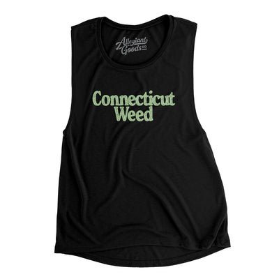Connecticut Weed Women's Flowey Scoopneck Muscle Tank-Black-Allegiant Goods Co. Vintage Sports Apparel