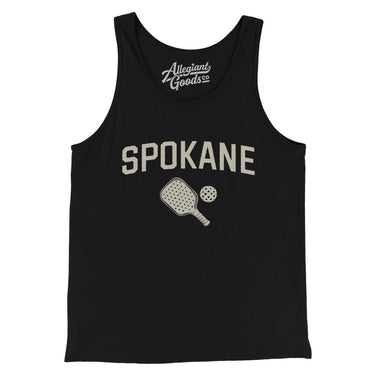 Spokane Pickleball Men/Unisex Tank Top-Black-Allegiant Goods Co. Vintage Sports Apparel