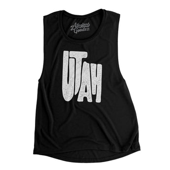 Utah State Shape Text Women's Flowey Scoopneck Muscle Tank-Black-Allegiant Goods Co. Vintage Sports Apparel