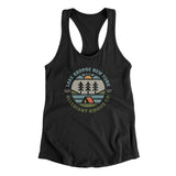 Lake George New York Retro Badge Women's Racerback Tank-Black-Allegiant Goods Co. Vintage Sports Apparel
