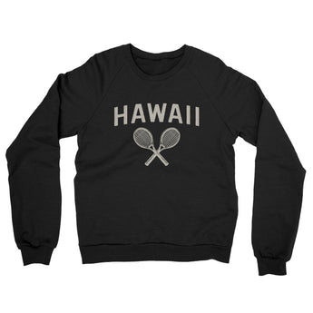 Hawaii Tennis Midweight French Terry Crewneck Sweatshirt-Black-Allegiant Goods Co. Vintage Sports Apparel
